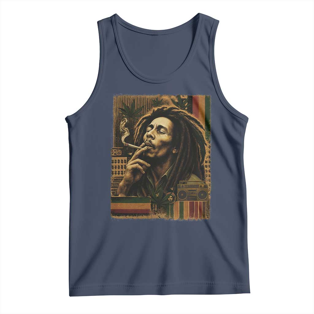 Vintage Marley Guitarist Tank Top Rastaman Rastafari Music Vibes Only Rasta Jamaica Reggae - Wonder Print Shop