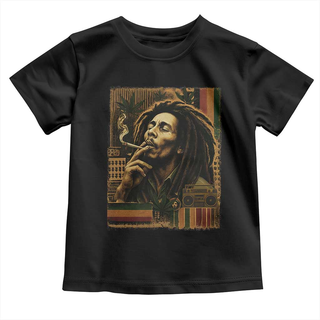 Vintage Marley Guitarist Toddler T Shirt Rastaman Rastafari Music Vibes Only Rasta Jamaica Reggae - Wonder Print Shop