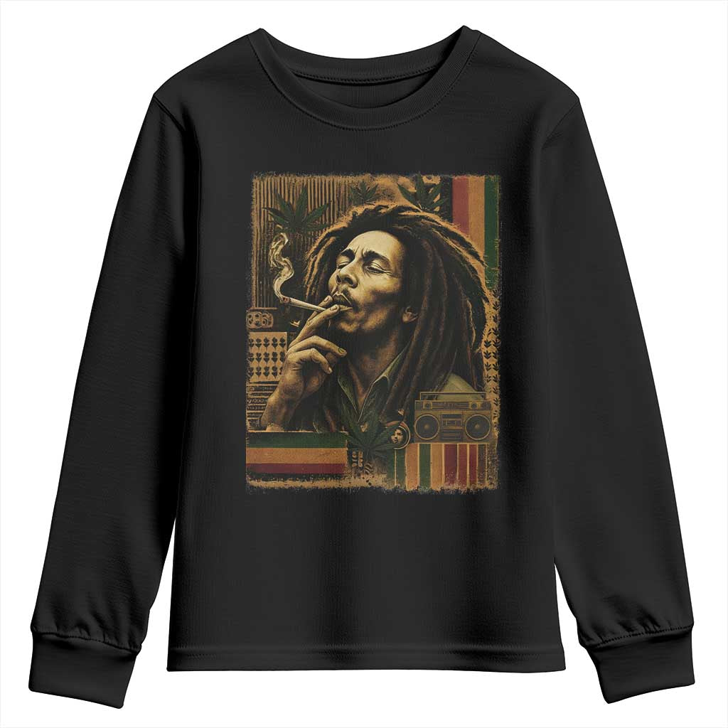 Vintage Marley Guitarist Youth Sweatshirt Rastaman Rastafari Music Vibes Only Rasta Jamaica Reggae - Wonder Print Shop