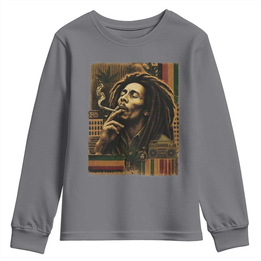 Vintage Marley Guitarist Youth Sweatshirt Rastaman Rastafari Music Vibes Only Rasta Jamaica Reggae - Wonder Print Shop