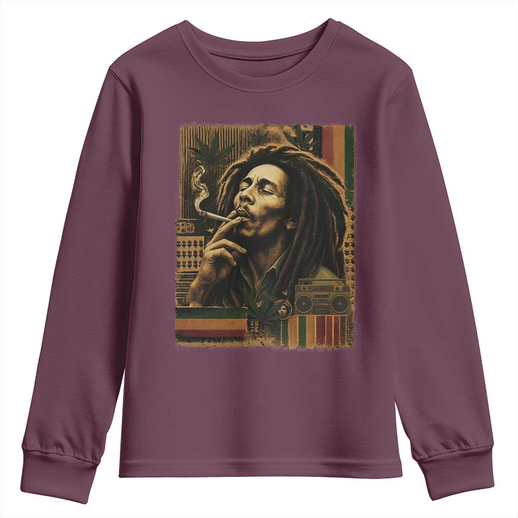 Vintage Marley Guitarist Youth Sweatshirt Rastaman Rastafari Music Vibes Only Rasta Jamaica Reggae - Wonder Print Shop