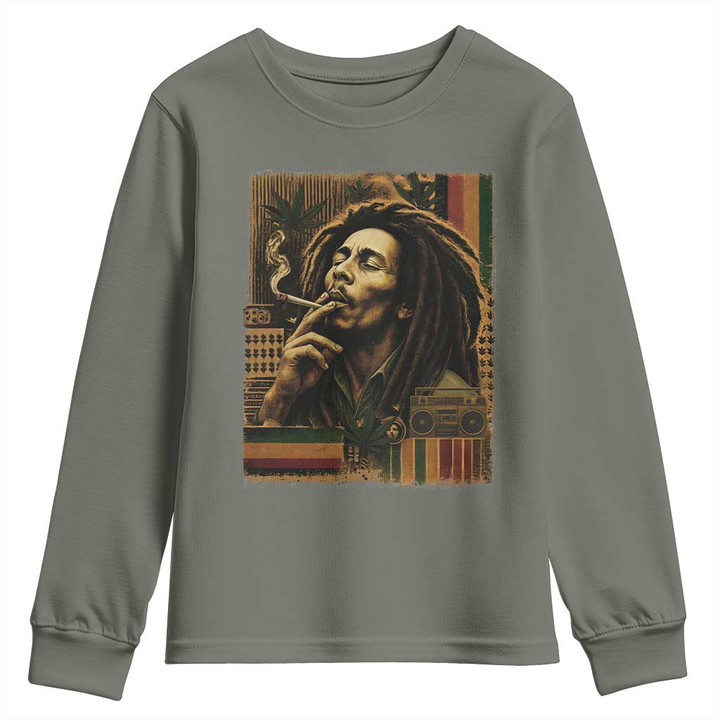 Vintage Marley Guitarist Youth Sweatshirt Rastaman Rastafari Music Vibes Only Rasta Jamaica Reggae - Wonder Print Shop