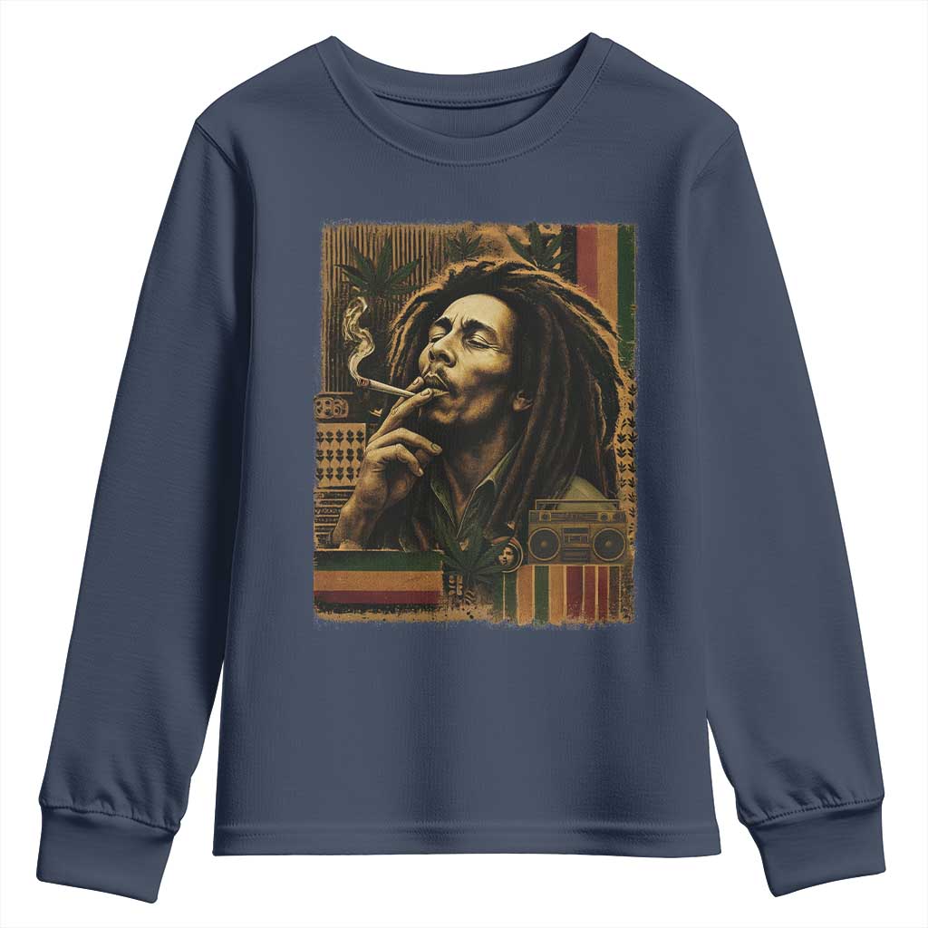 Vintage Marley Guitarist Youth Sweatshirt Rastaman Rastafari Music Vibes Only Rasta Jamaica Reggae - Wonder Print Shop
