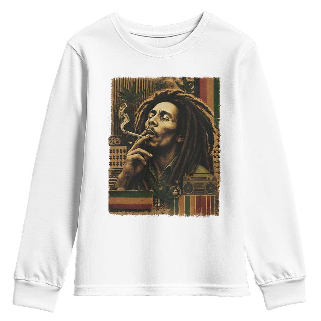Vintage Marley Guitarist Youth Sweatshirt Rastaman Rastafari Music Vibes Only Rasta Jamaica Reggae - Wonder Print Shop