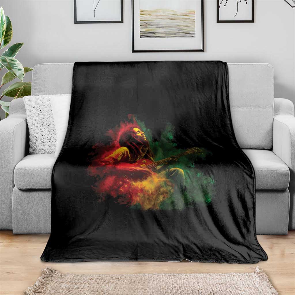 Marley Guitarist Throw Blanket Smoke Cannabis Leaf 420 Rastafari Rasta Reggae Music - Wonder Print Shop
