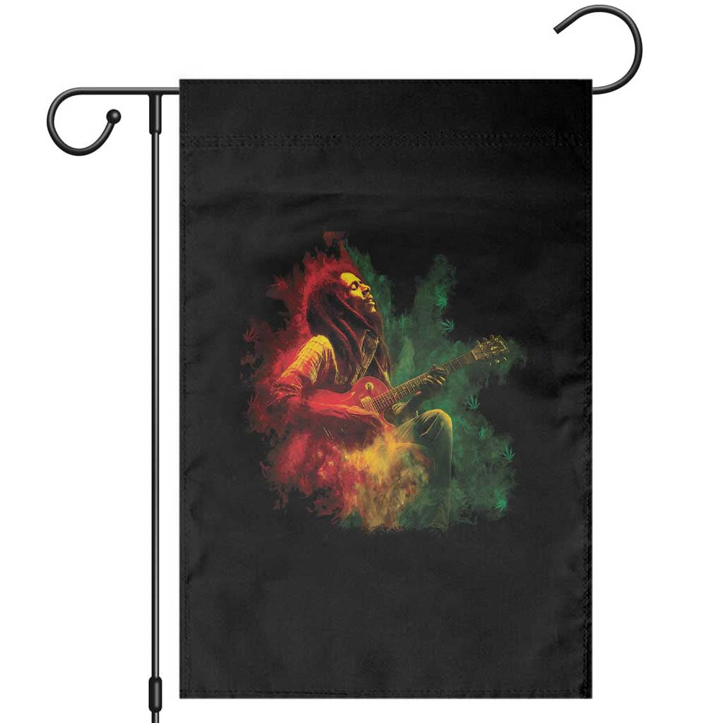 Marley Guitarist Garden Flag Smoke Cannabis Leaf 420 Rastafari Rasta Reggae Music - Wonder Print Shop