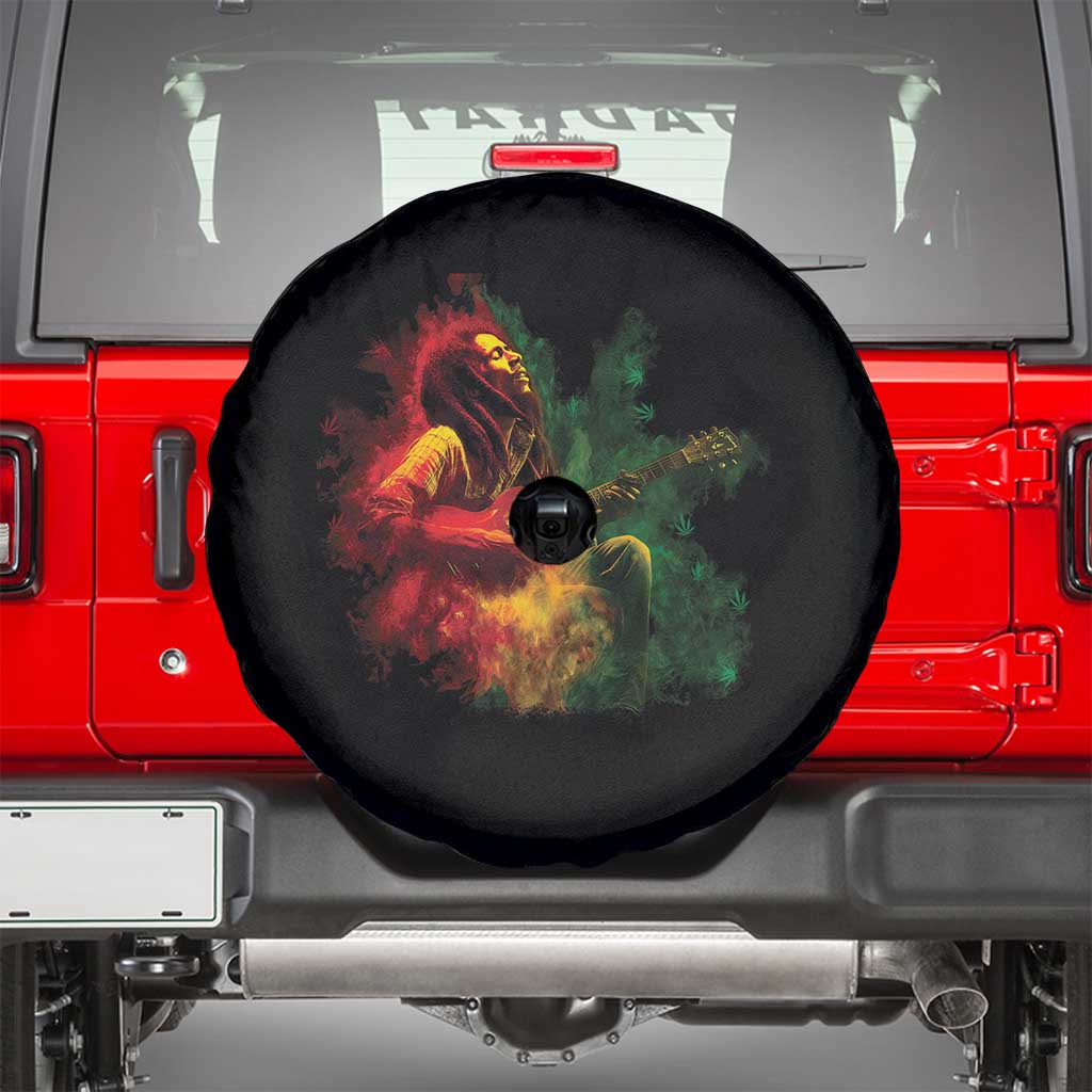 Marley Guitarist Spare Tire Cover Smoke Cannabis Leaf 420 Rastafari Rasta Reggae Music - Wonder Print Shop