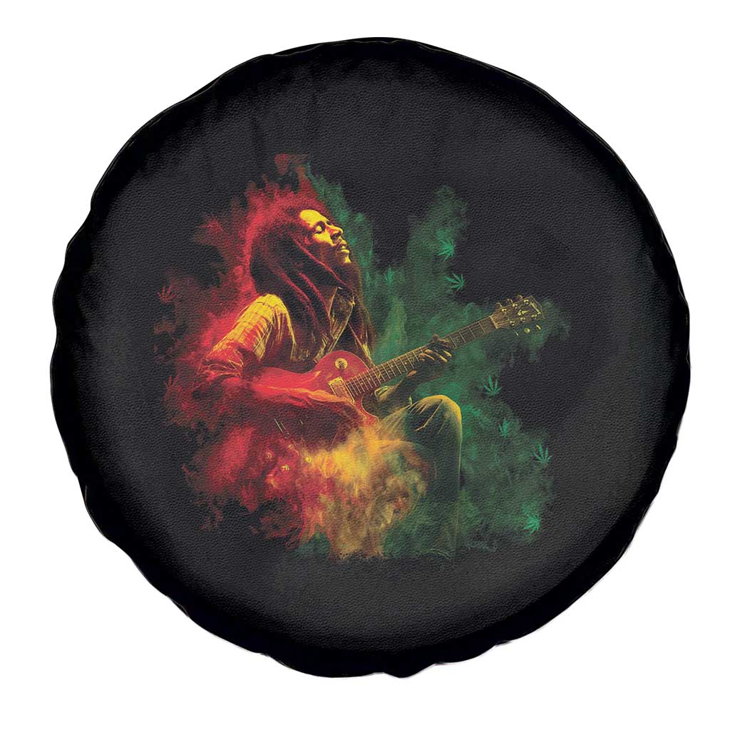 Marley Guitarist Spare Tire Cover Smoke Cannabis Leaf 420 Rastafari Rasta Reggae Music - Wonder Print Shop