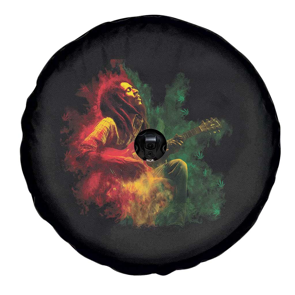 Marley Guitarist Spare Tire Cover Smoke Cannabis Leaf 420 Rastafari Rasta Reggae Music - Wonder Print Shop