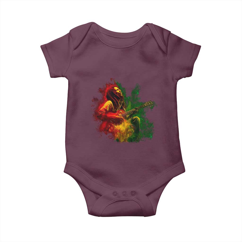 Marley Guitarist Baby Onesie Smoke Cannabis Leaf 420 Rastafari Rasta Reggae Music - Wonder Print Shop