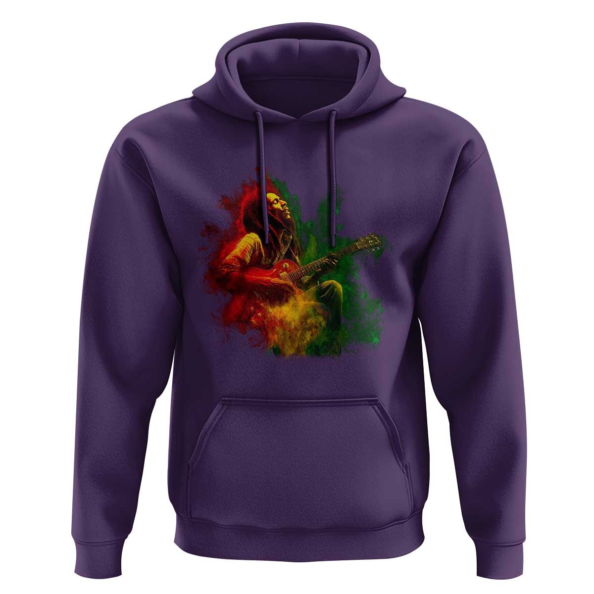 Marley Guitarist Hoodie Smoke Cannabis Leaf 420 Rastafari Rasta Reggae Music - Wonder Print Shop