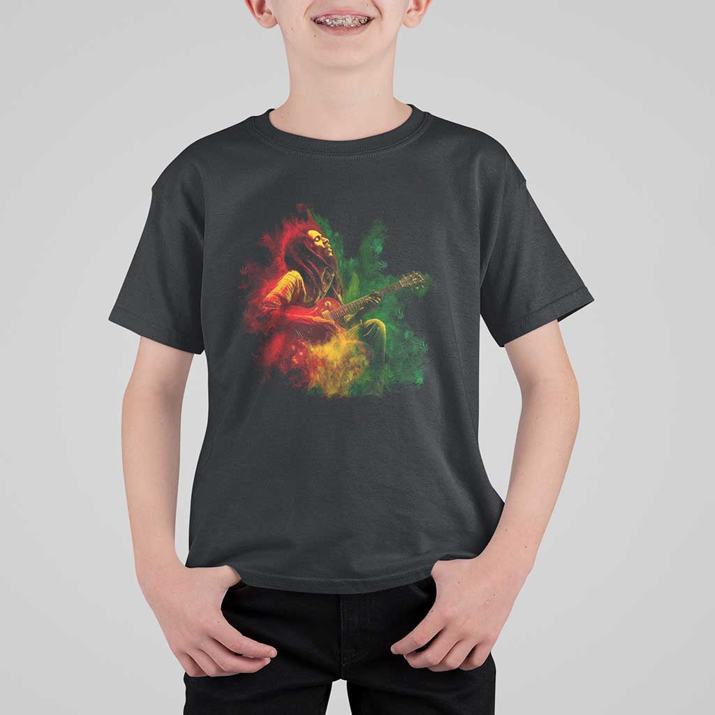Marley Guitarist T Shirt For Kid Smoke Cannabis Leaf 420 Rastafari Rasta Reggae Music - Wonder Print Shop
