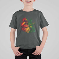 Marley Guitarist T Shirt For Kid Smoke Cannabis Leaf 420 Rastafari Rasta Reggae Music - Wonder Print Shop