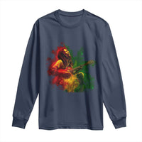 Marley Guitarist Long Sleeve Shirt Smoke Cannabis Leaf 420 Rastafari Rasta Reggae Music - Wonder Print Shop