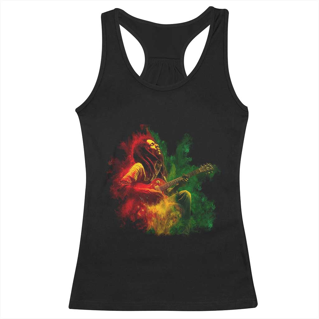Marley Guitarist Racerback Tank Top Smoke Cannabis Leaf 420 Rastafari Rasta Reggae Music - Wonder Print Shop