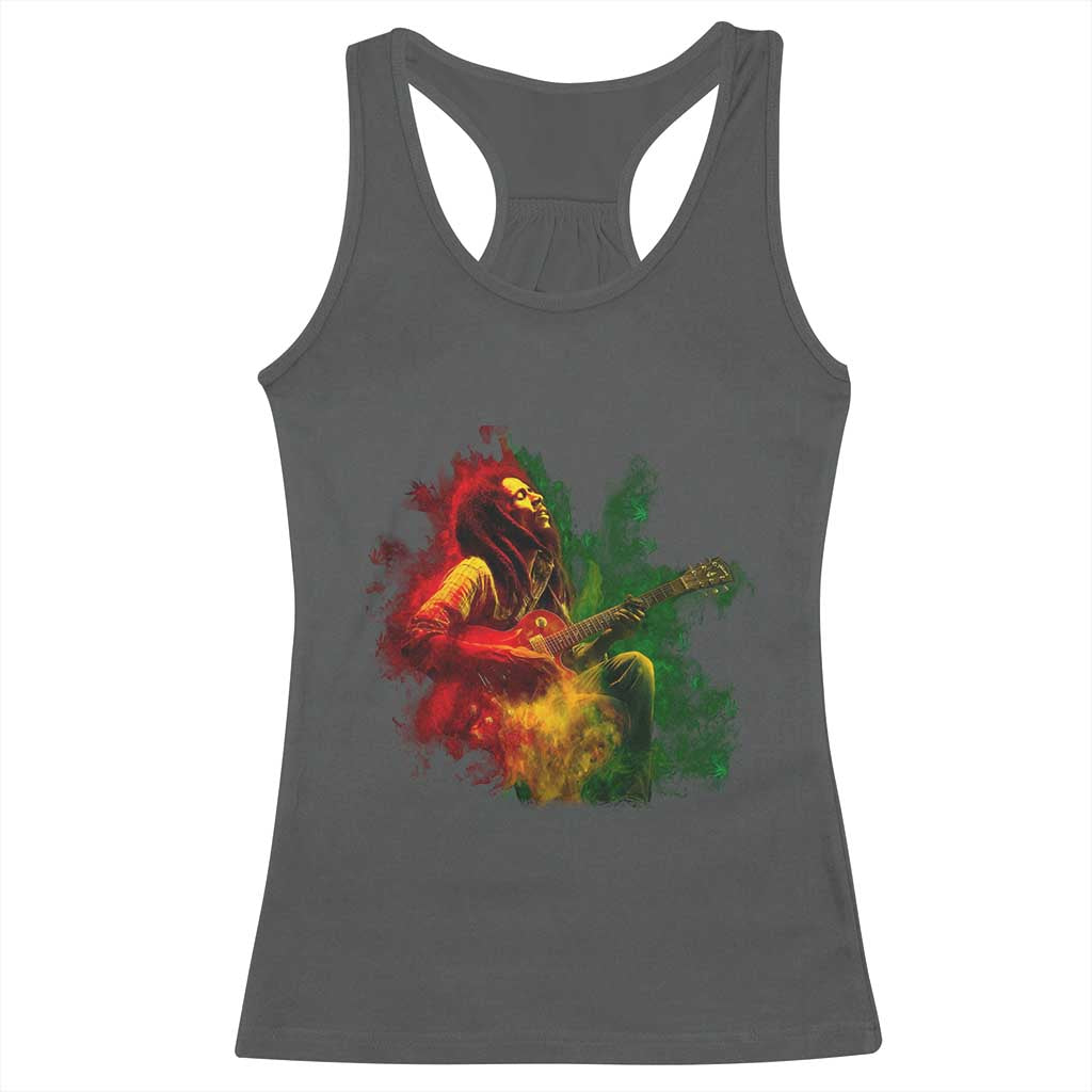Marley Guitarist Racerback Tank Top Smoke Cannabis Leaf 420 Rastafari Rasta Reggae Music - Wonder Print Shop
