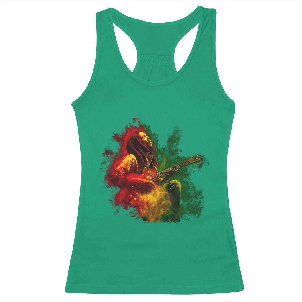 Marley Guitarist Racerback Tank Top Smoke Cannabis Leaf 420 Rastafari Rasta Reggae Music - Wonder Print Shop