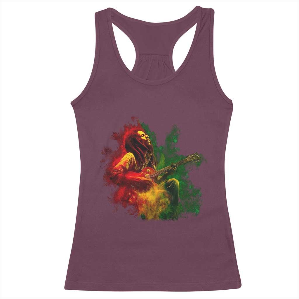 Marley Guitarist Racerback Tank Top Smoke Cannabis Leaf 420 Rastafari Rasta Reggae Music - Wonder Print Shop