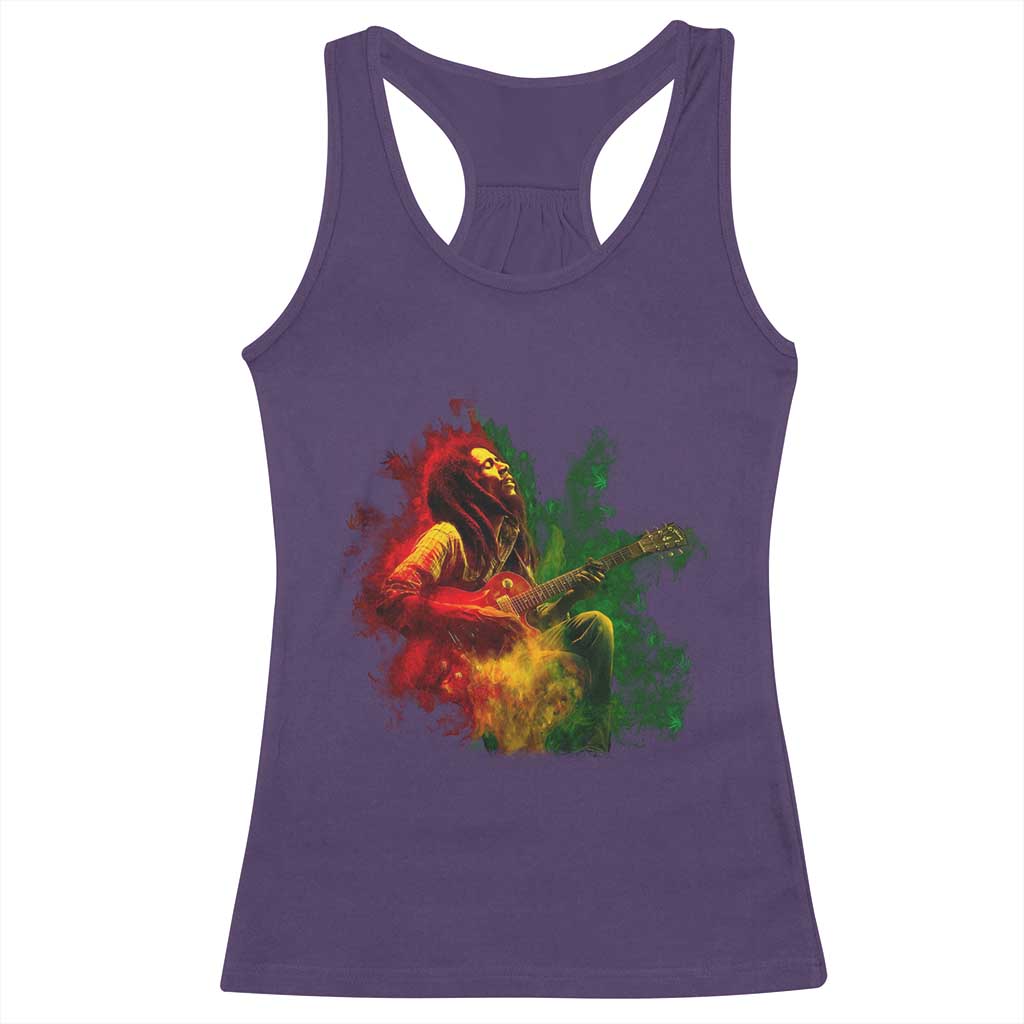 Marley Guitarist Racerback Tank Top Smoke Cannabis Leaf 420 Rastafari Rasta Reggae Music - Wonder Print Shop
