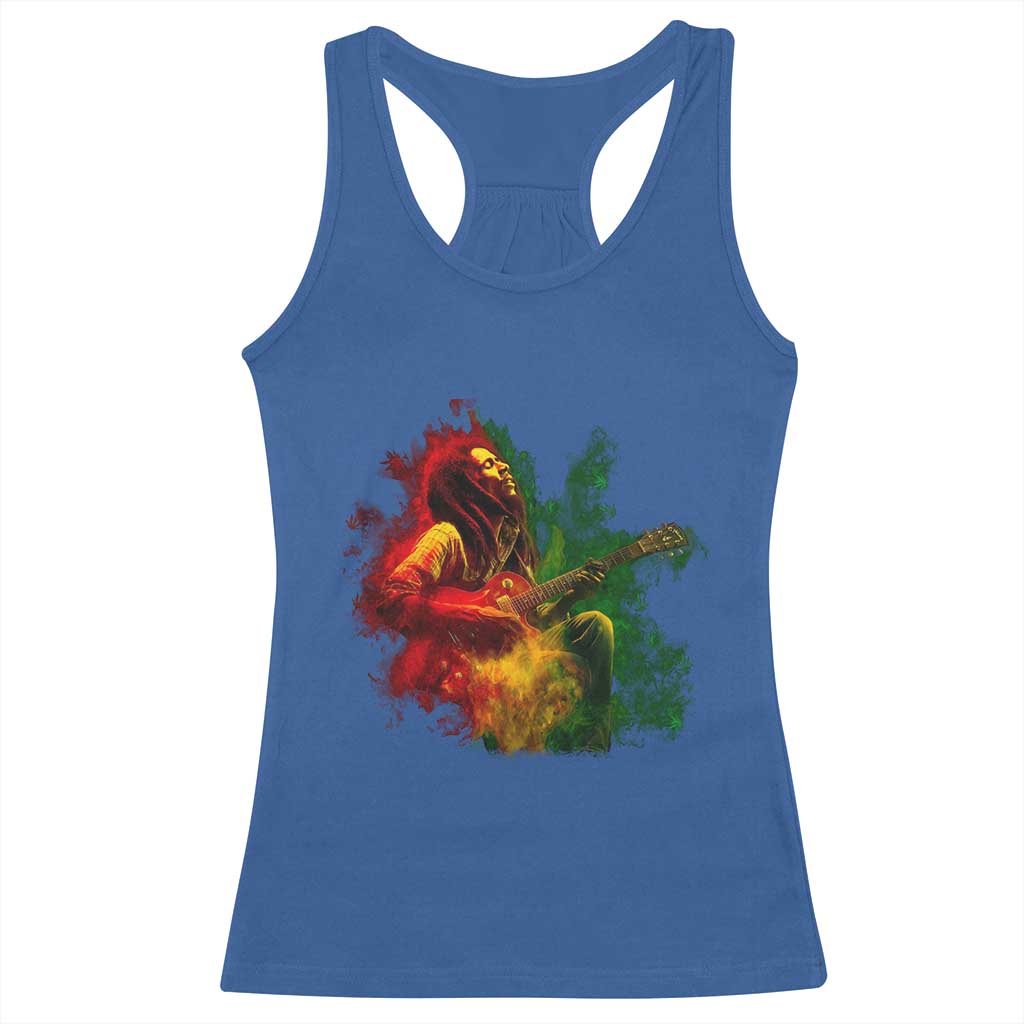 Marley Guitarist Racerback Tank Top Smoke Cannabis Leaf 420 Rastafari Rasta Reggae Music - Wonder Print Shop