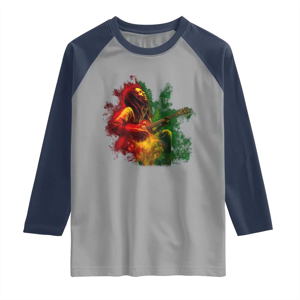 Marley Guitarist Raglan Shirt Smoke Cannabis Leaf 420 Rastafari Rasta Reggae Music - Wonder Print Shop