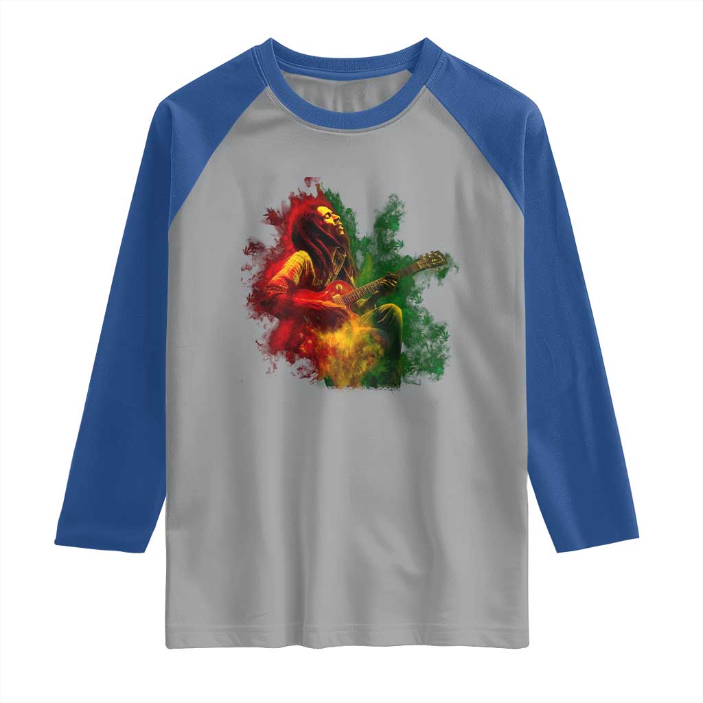 Marley Guitarist Raglan Shirt Smoke Cannabis Leaf 420 Rastafari Rasta Reggae Music - Wonder Print Shop