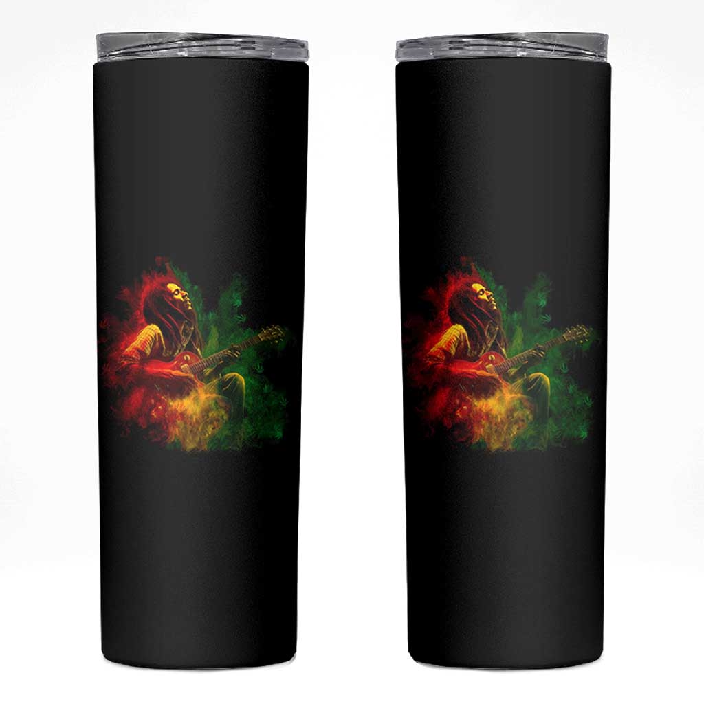Marley Guitarist Skinny Tumbler Smoke Cannabis Leaf 420 Rastafari Rasta Reggae Music - Wonder Print Shop