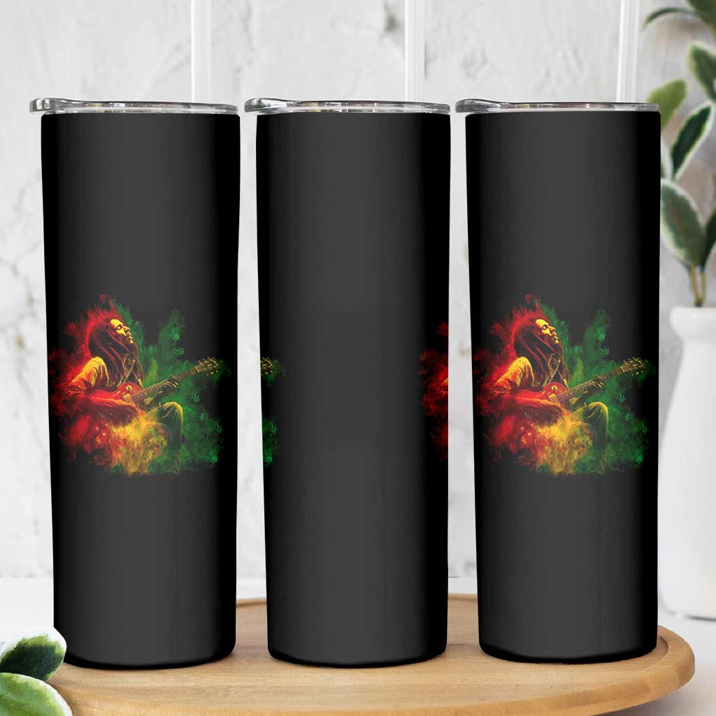 Marley Guitarist Skinny Tumbler Smoke Cannabis Leaf 420 Rastafari Rasta Reggae Music - Wonder Print Shop