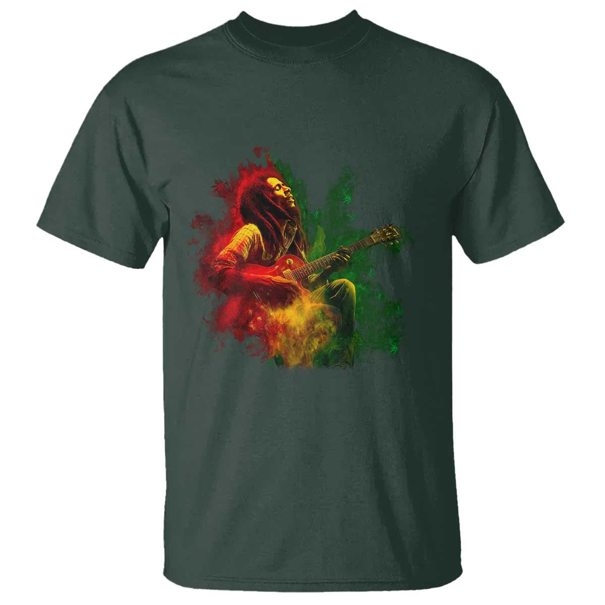 Marley Guitarist T Shirt Smoke Cannabis Leaf 420 Rastafari Rasta Reggae Music - Wonder Print Shop