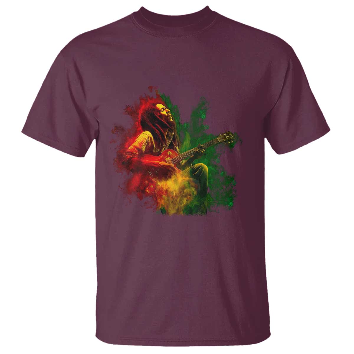 Marley Guitarist T Shirt Smoke Cannabis Leaf 420 Rastafari Rasta Reggae Music - Wonder Print Shop
