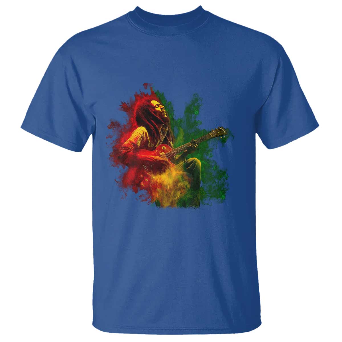 Marley Guitarist T Shirt Smoke Cannabis Leaf 420 Rastafari Rasta Reggae Music - Wonder Print Shop