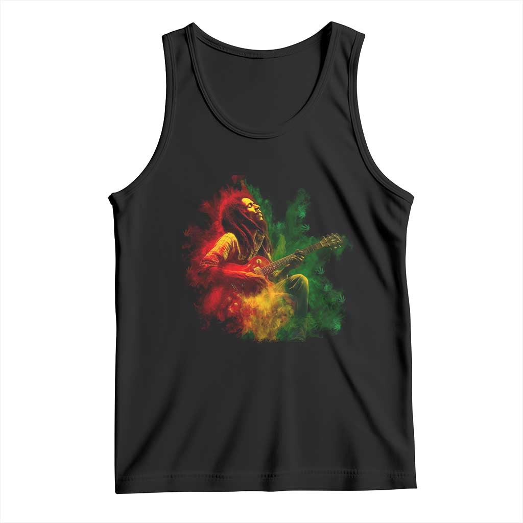 Marley Guitarist Tank Top Smoke Cannabis Leaf 420 Rastafari Rasta Reggae Music - Wonder Print Shop