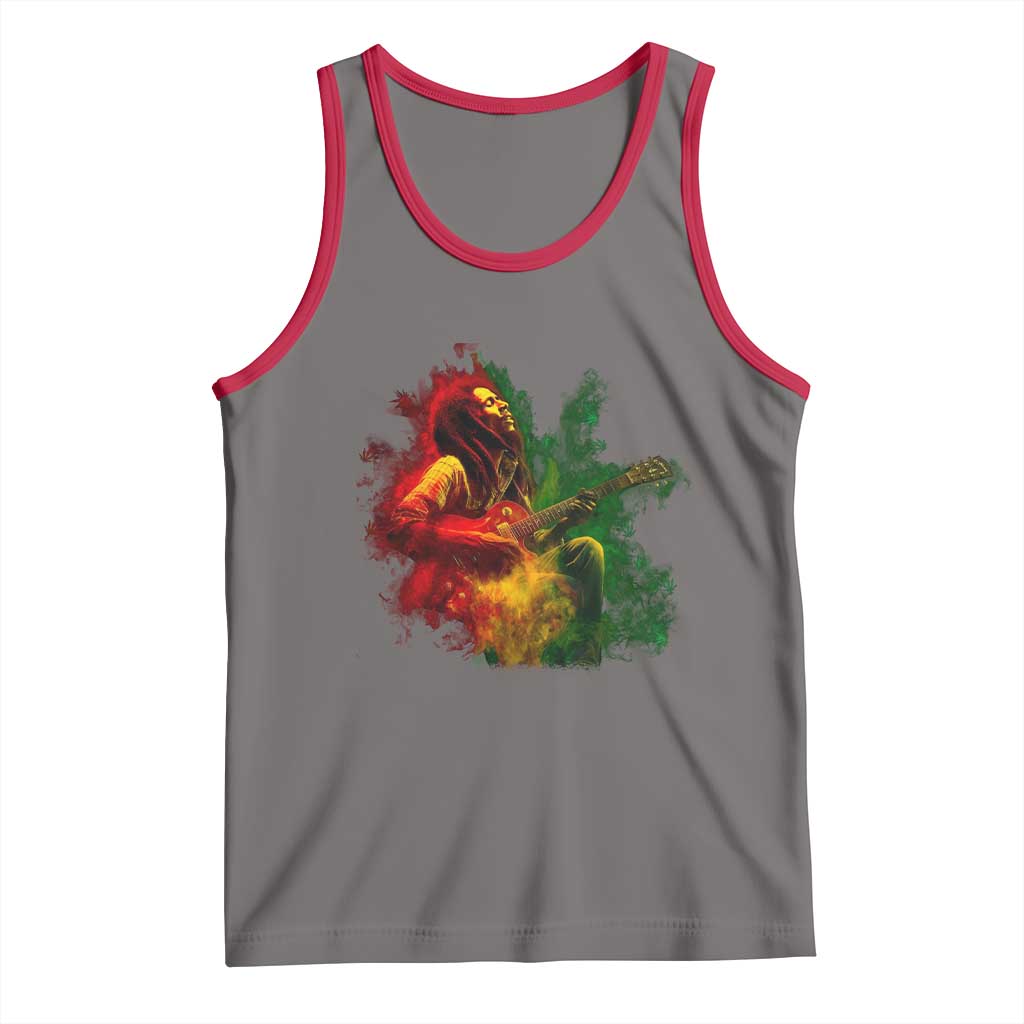 Marley Guitarist Tank Top Smoke Cannabis Leaf 420 Rastafari Rasta Reggae Music - Wonder Print Shop