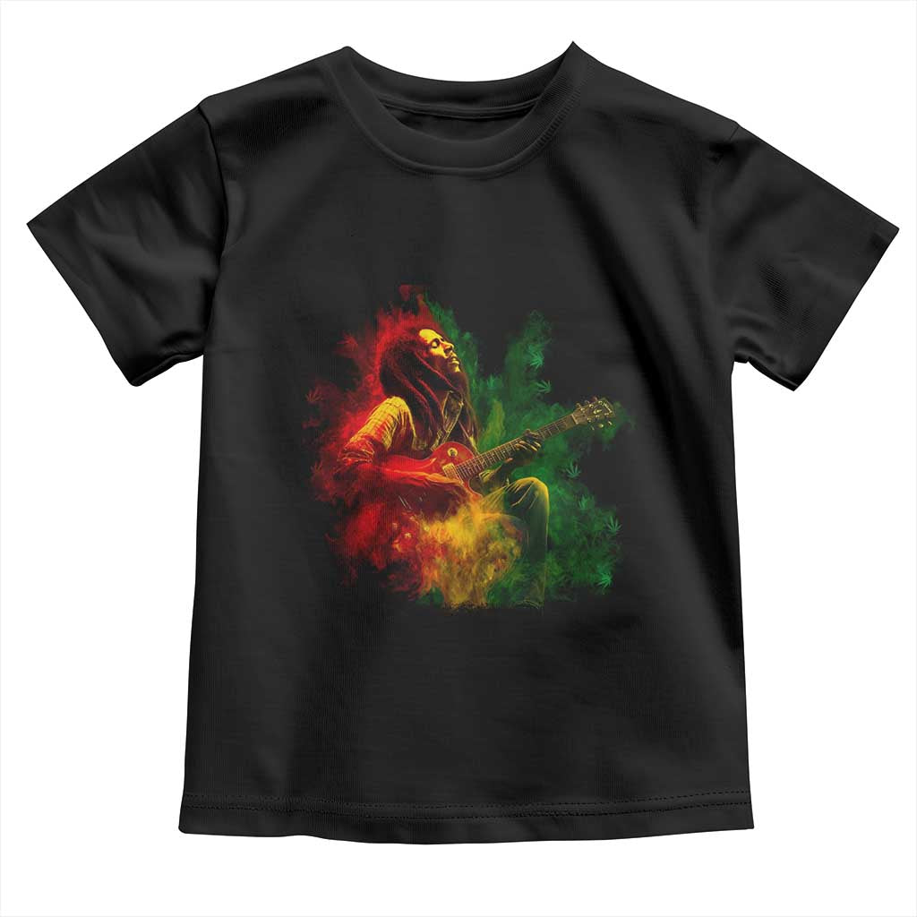 Marley Guitarist Toddler T Shirt Smoke Cannabis Leaf 420 Rastafari Rasta Reggae Music - Wonder Print Shop