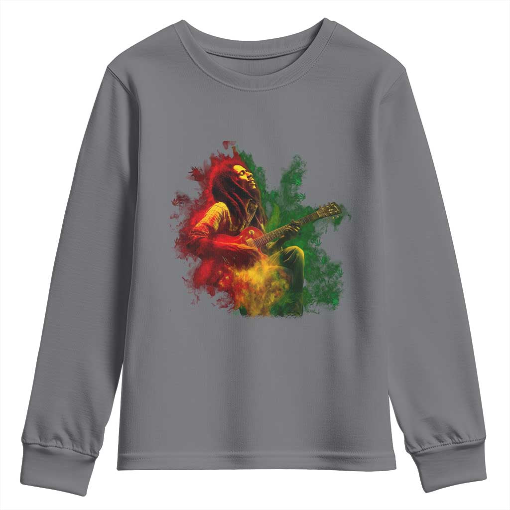 Marley Guitarist Youth Sweatshirt Smoke Cannabis Leaf 420 Rastafari Rasta Reggae Music - Wonder Print Shop