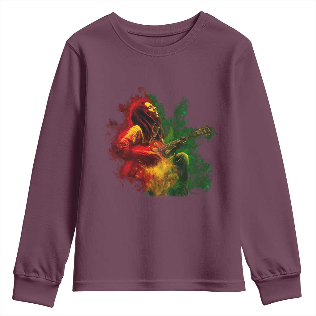 Marley Guitarist Youth Sweatshirt Smoke Cannabis Leaf 420 Rastafari Rasta Reggae Music - Wonder Print Shop