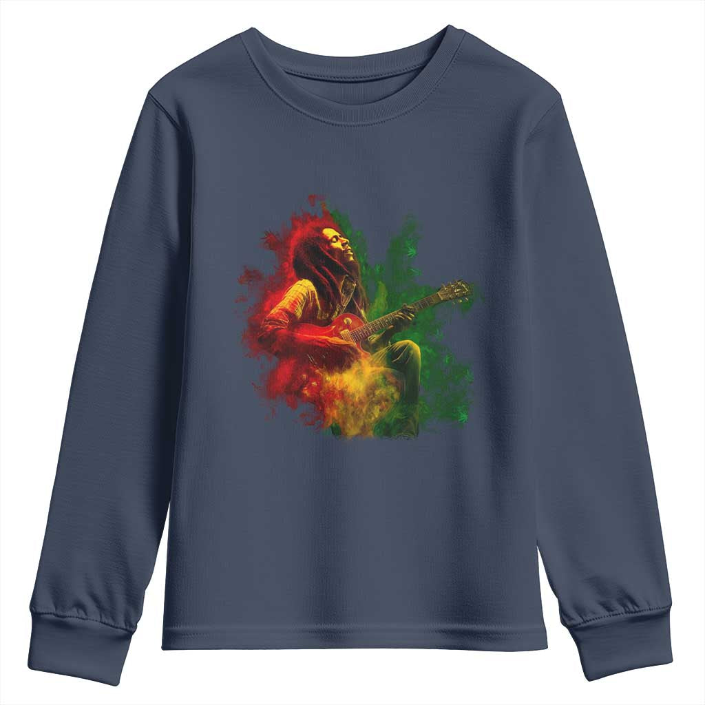 Marley Guitarist Youth Sweatshirt Smoke Cannabis Leaf 420 Rastafari Rasta Reggae Music - Wonder Print Shop