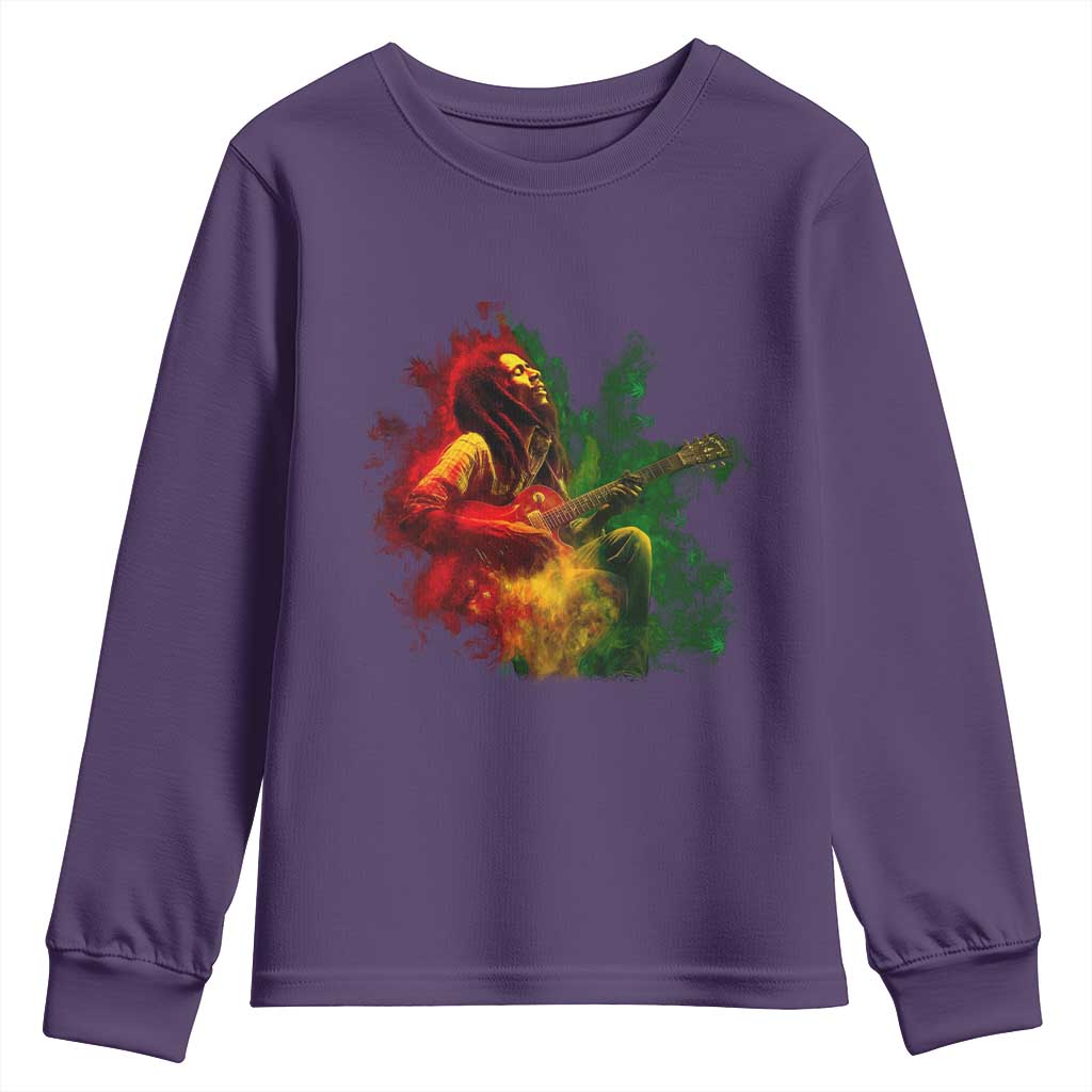 Marley Guitarist Youth Sweatshirt Smoke Cannabis Leaf 420 Rastafari Rasta Reggae Music - Wonder Print Shop