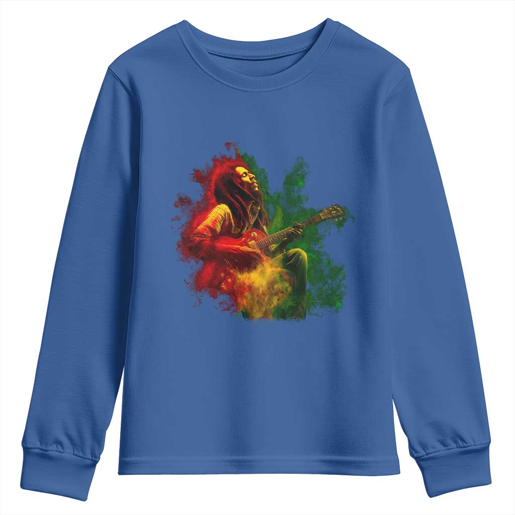 Marley Guitarist Youth Sweatshirt Smoke Cannabis Leaf 420 Rastafari Rasta Reggae Music - Wonder Print Shop