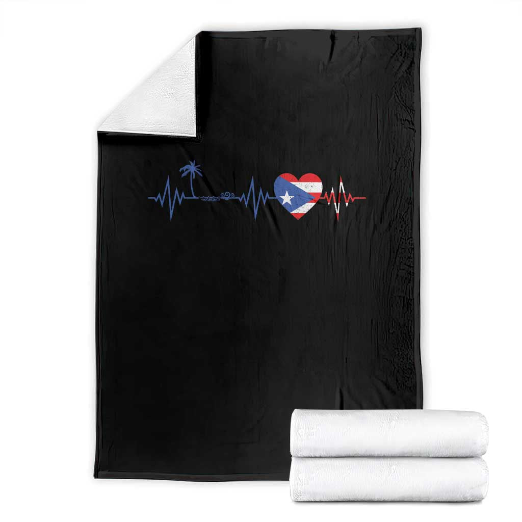 Puerto Rico Flag Throw Blanket Heartbeat EKG Pulse Boricua Pride Summer Beach - Wonder Print Shop