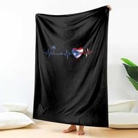 Puerto Rico Flag Throw Blanket Heartbeat EKG Pulse Boricua Pride Summer Beach - Wonder Print Shop