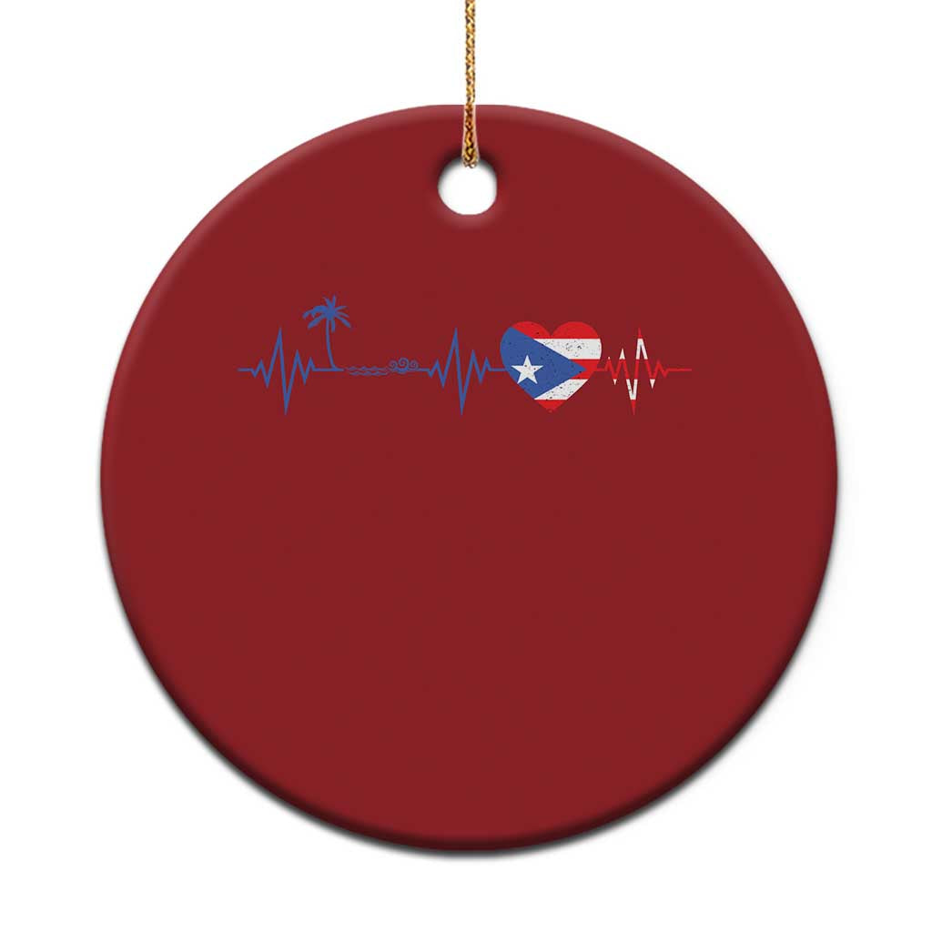 Puerto Rico Flag Christmas Ornament Heartbeat EKG Pulse Boricua Pride Summer Beach - Wonder Print Shop