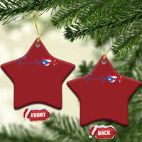 Puerto Rico Flag Christmas Ornament Heartbeat EKG Pulse Boricua Pride Summer Beach - Wonder Print Shop