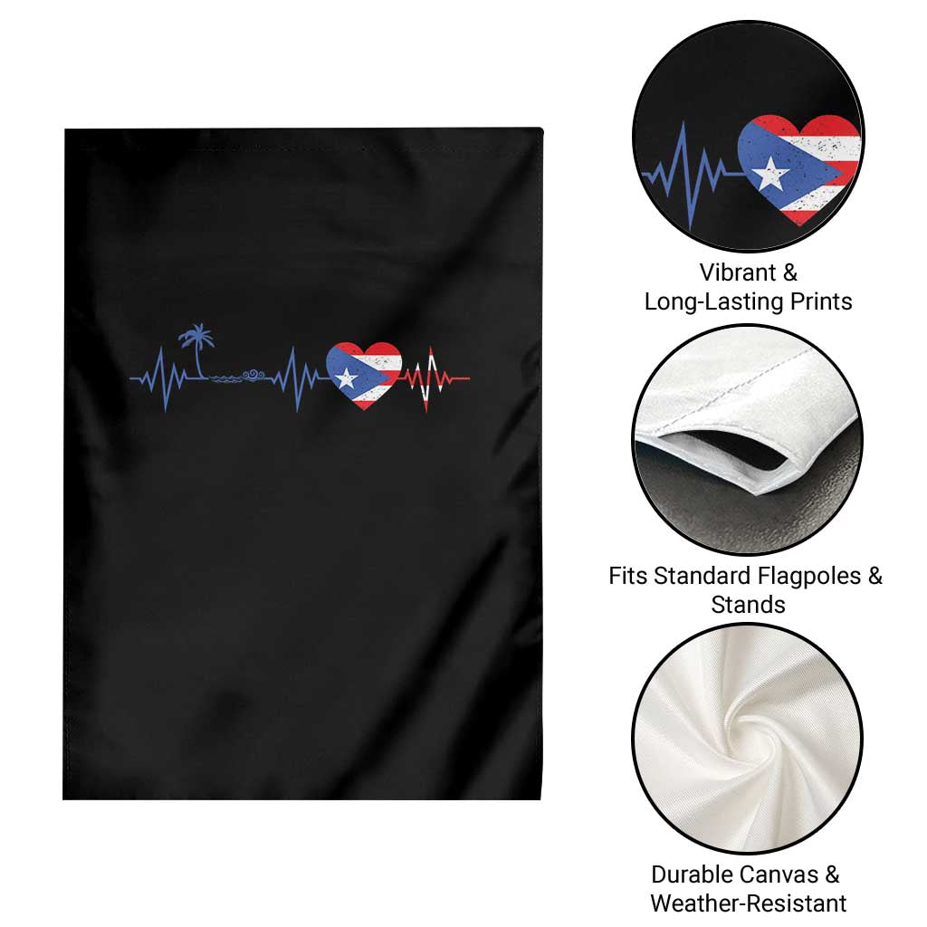 Puerto Rico Flag Garden Flag Heartbeat EKG Pulse Boricua Pride Summer Beach - Wonder Print Shop