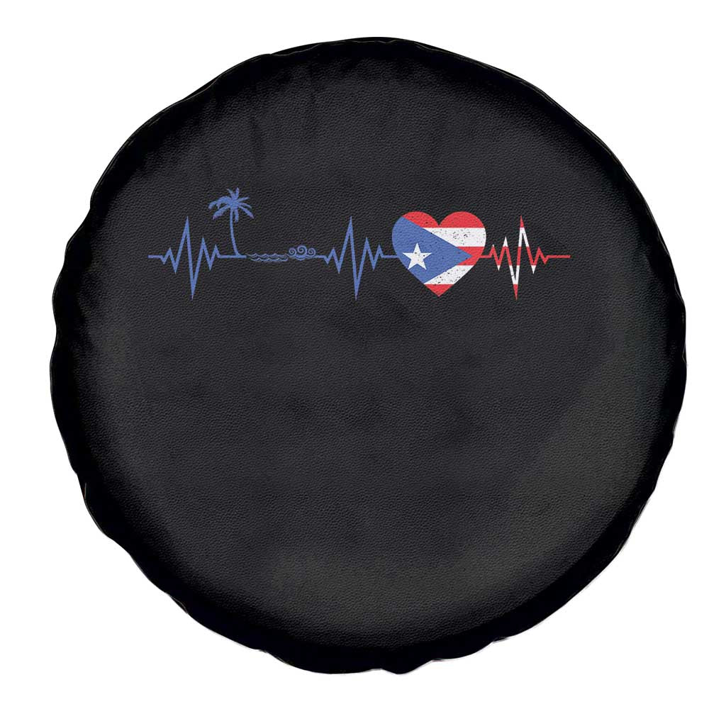 Puerto Rico Flag Spare Tire Cover Heartbeat EKG Pulse Boricua Pride Summer Beach - Wonder Print Shop