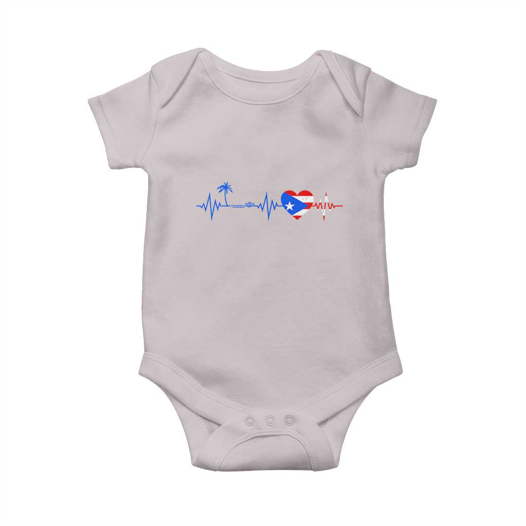 Puerto Rico Flag Baby Onesie Heartbeat EKG Pulse Boricua Pride Summer Beach - Wonder Print Shop