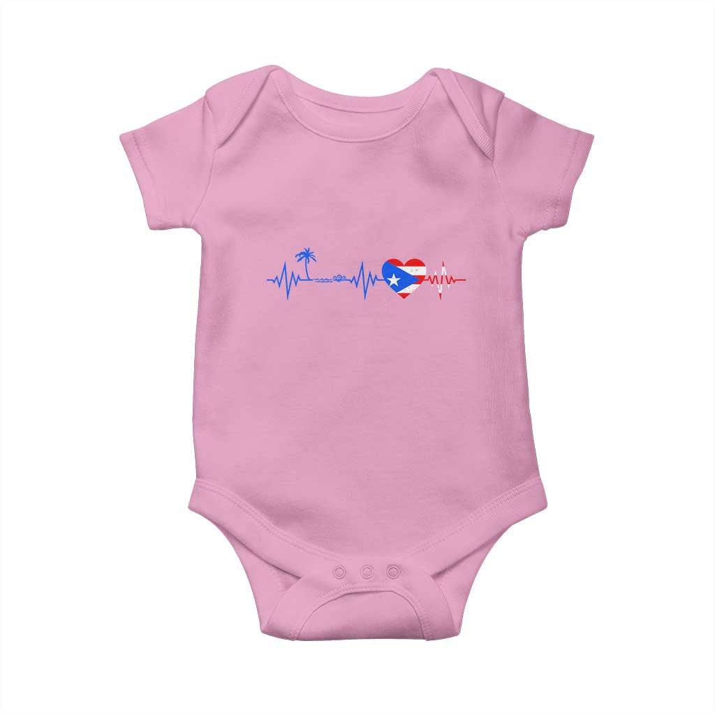 Puerto Rico Flag Baby Onesie Heartbeat EKG Pulse Boricua Pride Summer Beach - Wonder Print Shop