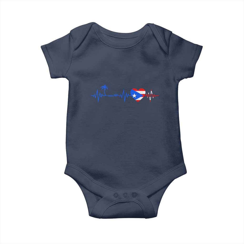 Puerto Rico Flag Baby Onesie Heartbeat EKG Pulse Boricua Pride Summer Beach - Wonder Print Shop