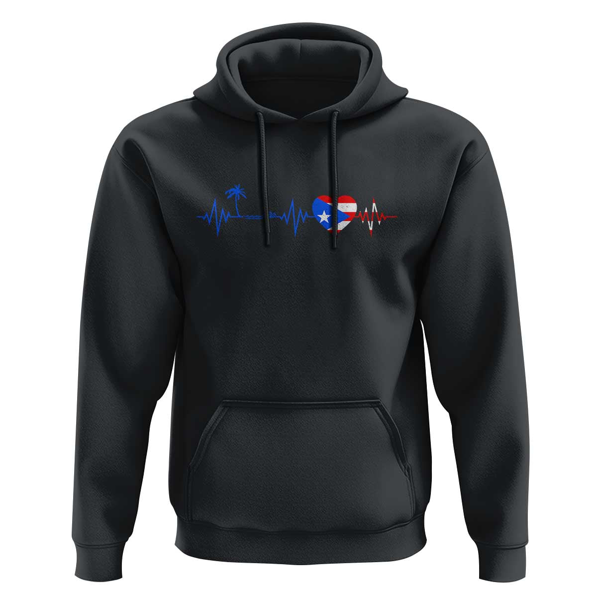 Puerto Rico Flag Hoodie Heartbeat EKG Pulse Boricua Pride Summer Beach - Wonder Print Shop