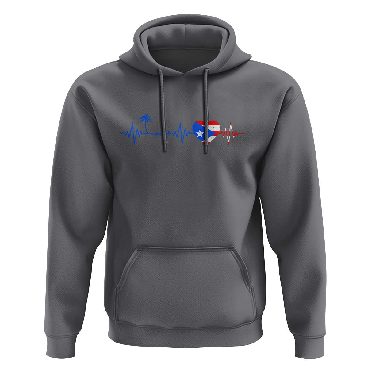 Puerto Rico Flag Hoodie Heartbeat EKG Pulse Boricua Pride Summer Beach - Wonder Print Shop